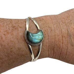 ⭐⭐MOON Labradorite Solid .925 Sterling Silver Cuff Bracelet⭐⭐